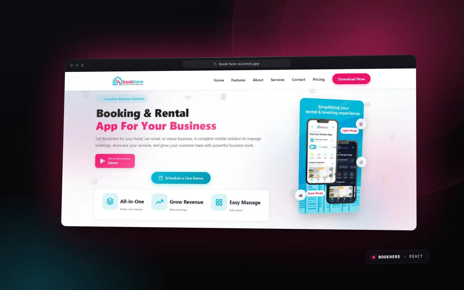 BookHere — website screenshot